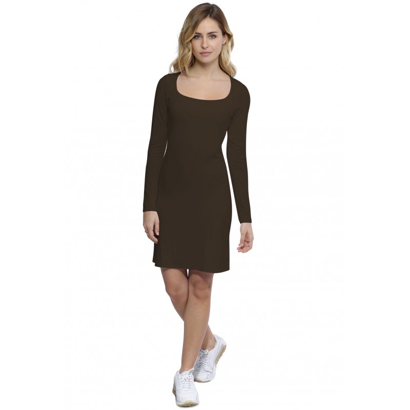 Robe col carré doublée devant manches longues en modal CLARA20 Robe col carré doublée devant manches longues en modal CLARA20
