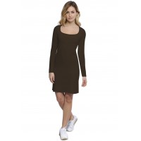 Robe col carré doublée devant manches longues en modal CLARA20