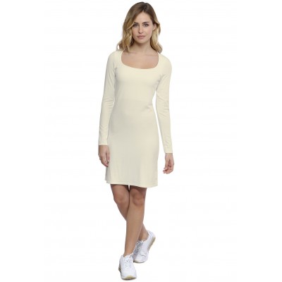 Robe col carré doublée devant manches longues en modal CLARA20