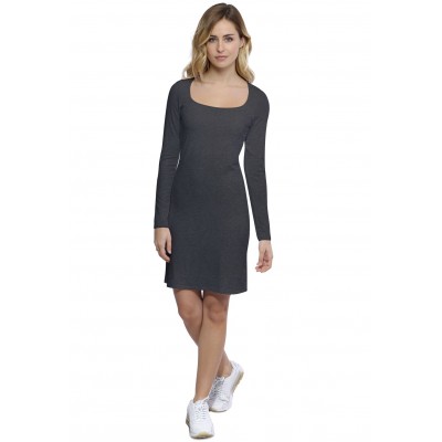 Robe col carré doublée devant manches longues en modal CLARA20