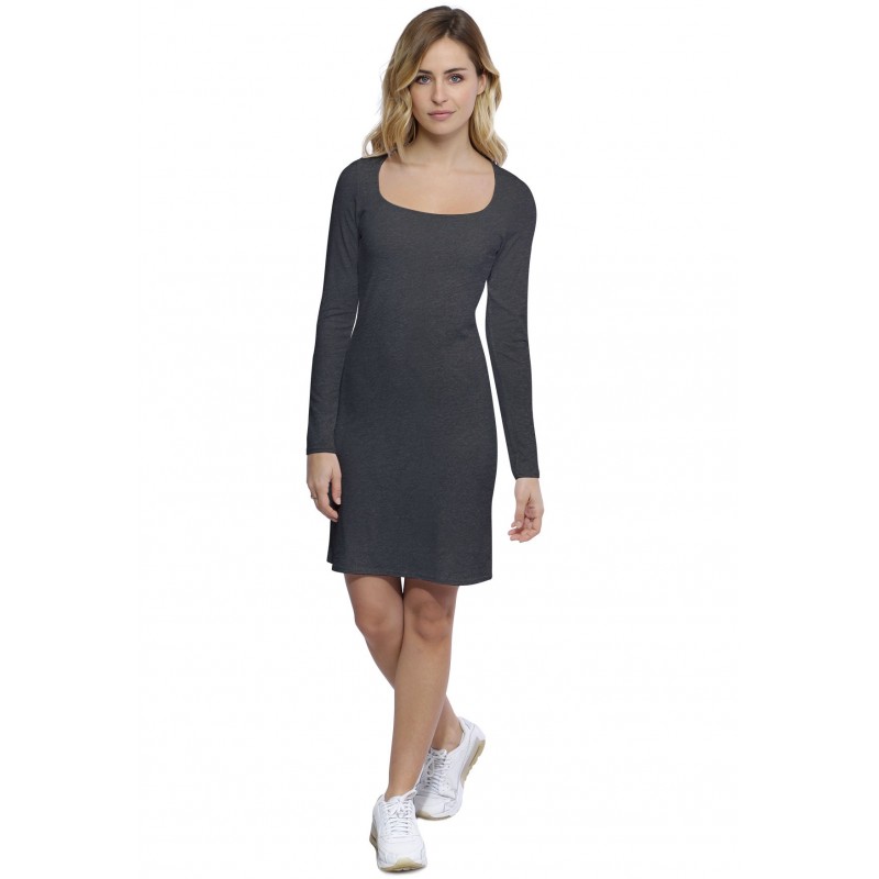 Robe col carré doublée devant manches longues en modal CLARA20