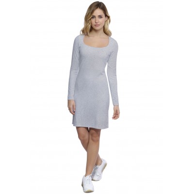 Robe col carré doublée devant manches longues en modal CLARA20