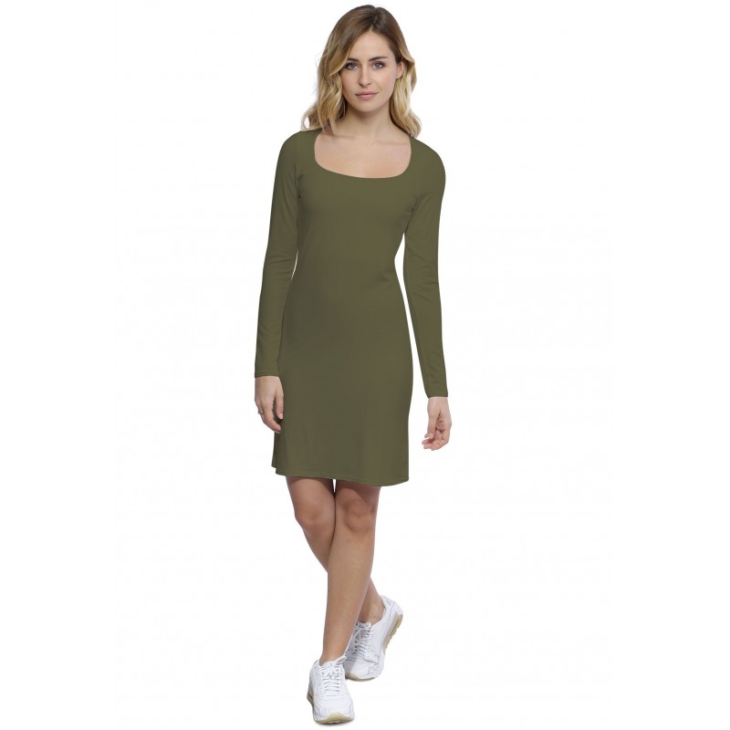 Robe col carré doublée devant manches longues en modal CLARA20 Robe col carré doublée devant manches longues en modal CLARA20