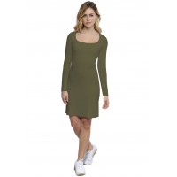 Robe col carré doublée devant manches longues en modal CLARA20