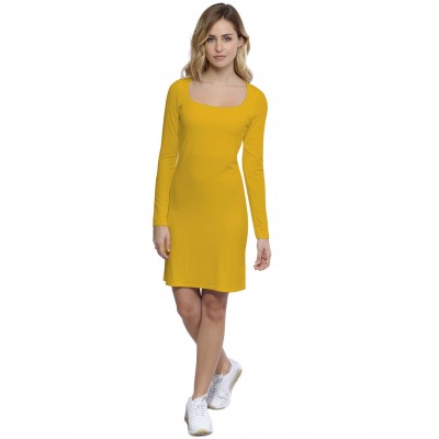 Robe col carré doublée devant manches longues en modal CLARA20