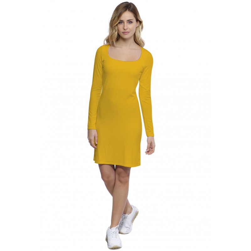 Robe col carré doublée devant manches longues en modal CLARA20 Robe col carré doublée devant manches longues en modal CLARA20