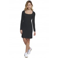 Robe col carré doublée devant manches longues en modal CLARA20