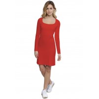 Robe col carré doublée devant manches longues en modal CLARA20