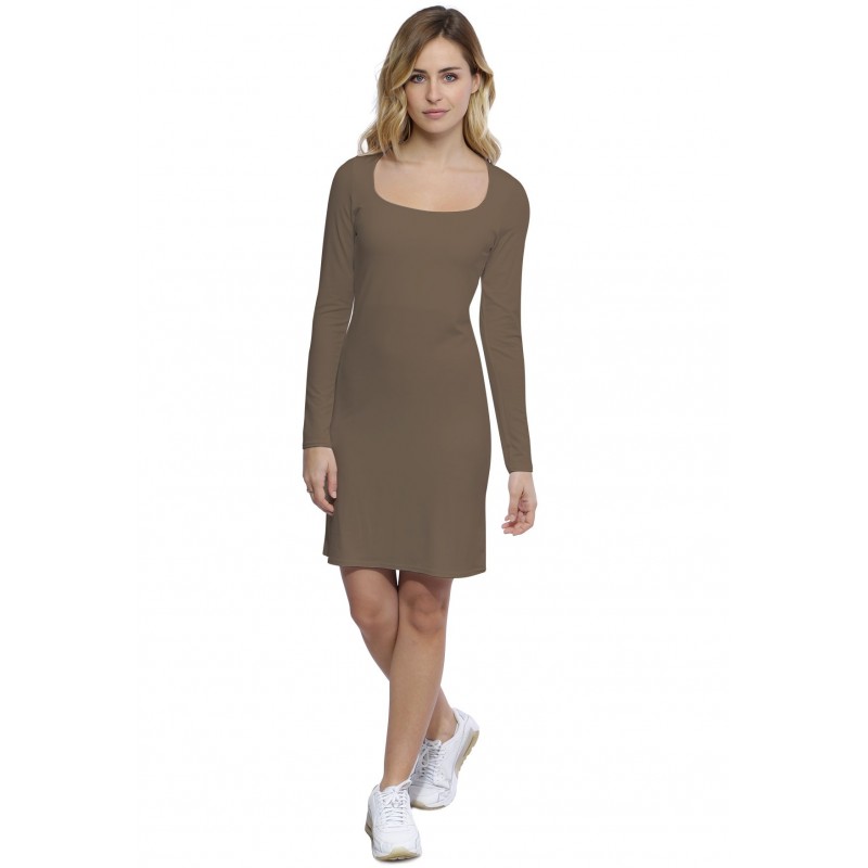 Robe col carré doublée devant manches longues en modal CLARA20 Robe col carré doublée devant manches longues en modal CLARA20