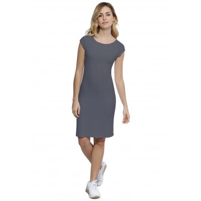 Robe col bateau doublée devant manches capes en modal DORIS17