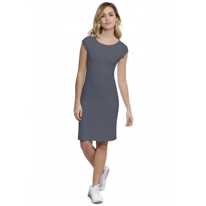 Robe col bateau doublée devant manches capes en modal DORIS17 Robe col bateau doublée devant manches capes en modal DORIS17