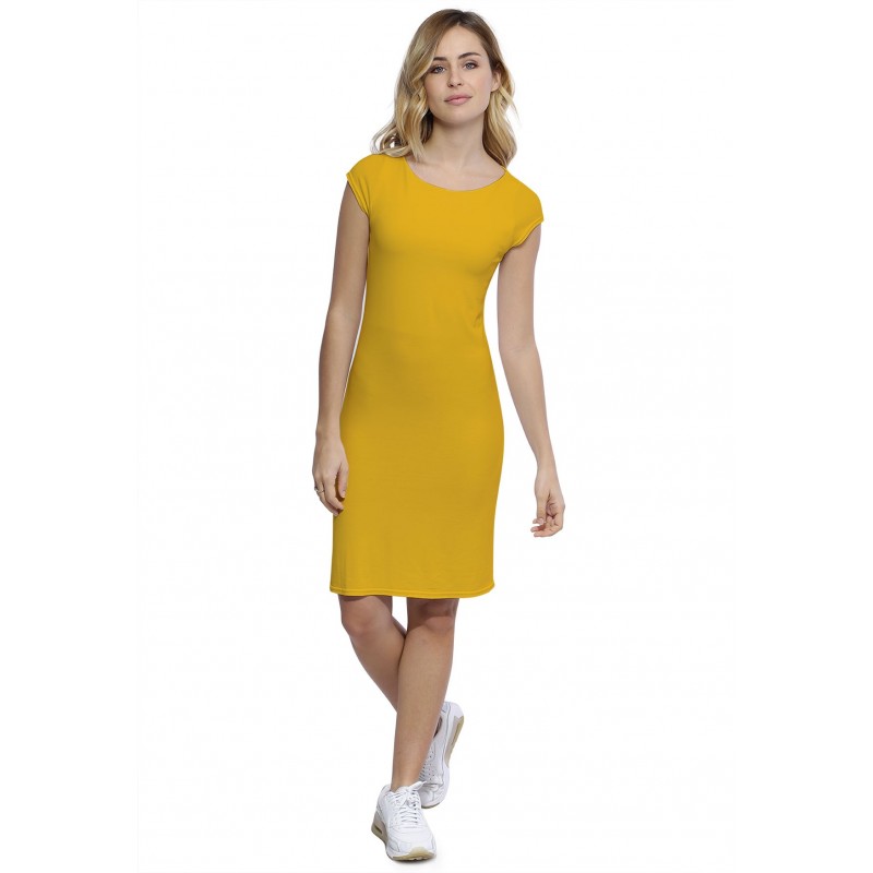Robe col bateau doublée devant manches capes en modal DORIS17 Robe col bateau doublée devant manches capes en modal DORIS17