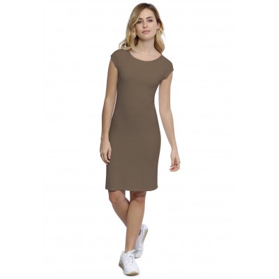 Robe col bateau doublée devant manches capes en modal DORIS17