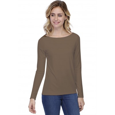T-shirt coupe droite col bateau doublé devant en modal BINO05