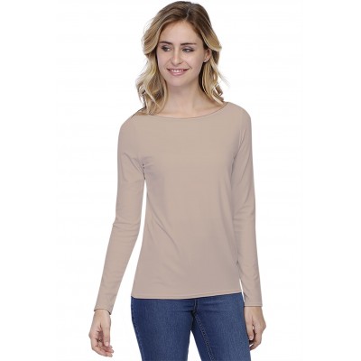 T-shirt coupe droite col bateau doublé devant en modal BINO05
