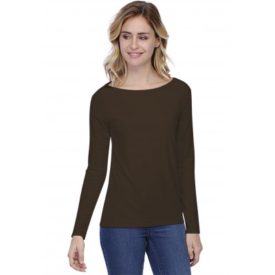 T-shirt coupe droite col bateau doublé devant en modal BINO05
