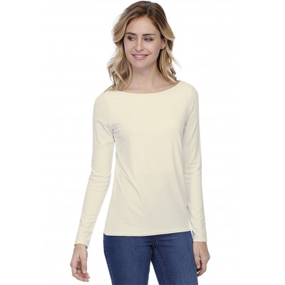 T-shirt coupe droite col bateau doublé devant en modal BINO05