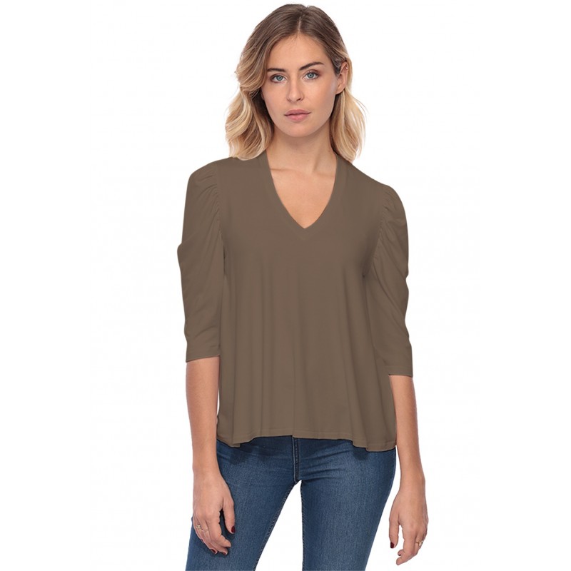 Tee-shirt col V avec manches 3-4 MILA Tee-shirt col V avec manches 3-4 MILA