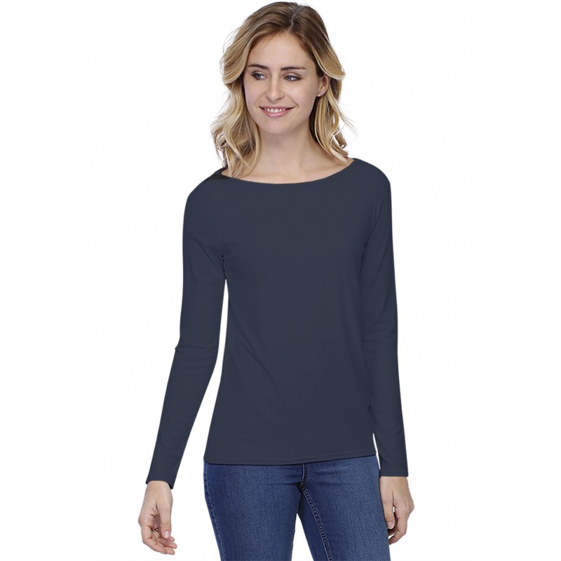 T-shirt coupe droite col bateau doublé devant en modal BINO05 T-shirt coupe droite col bateau doublé devant en modal BINO05