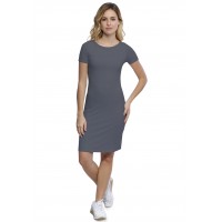 Robe col bateau doublée devant manches courtes en modal DORIS18