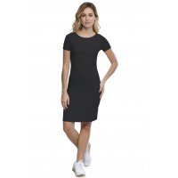 Robe col bateau doublée devant manches courtes en modal DORIS18