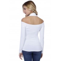 T-shirt épaules nues et dos nu manches longues en modal NESS05