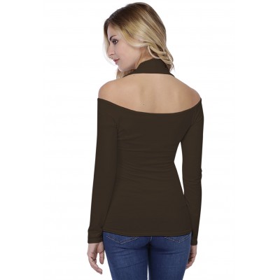 T-shirt épaules nues et dos nu manches longues en modal NESS05