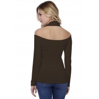 T-shirt épaules nues et dos nu manches longues en modal NESS05