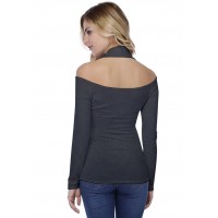 T-shirt épaules nues et dos nu manches longues en modal NESS05