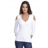 T-shirt V épaules dénudées en modal ALBA04