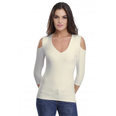 T-shirt V épaules dénudées en modal ALBA04