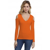 T-shirt col V épaules nues manches longues en modal ALBA05