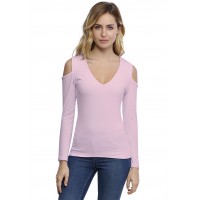 T-shirt col V épaules nues manches longues en modal ALBA05