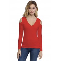 T-shirt col V épaules nues manches longues en modal ALBA05