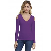 T-shirt col V épaules nues manches longues en modal ALBA05
