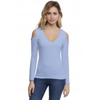T-shirt col V épaules nues manches longues en modal ALBA05
