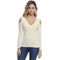 T-shirt col V épaules nues manches longues en modal ALBA05