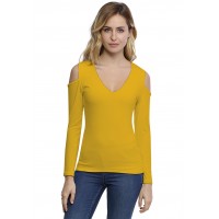 T-shirt col V épaules nues manches longues en modal ALBA05