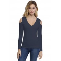 T-shirt col V épaules nues manches longues en modal ALBA05