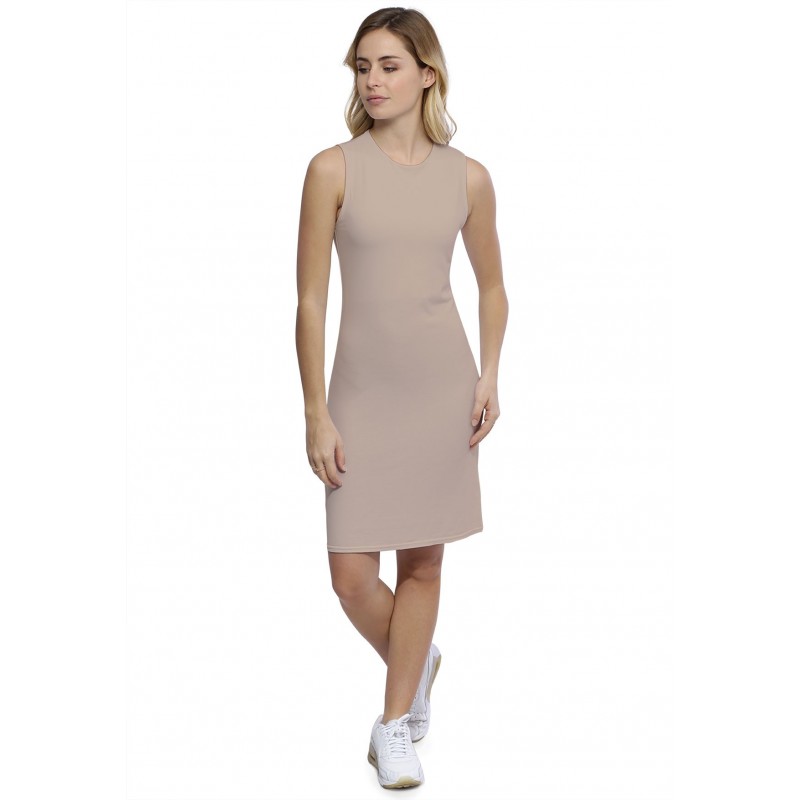 Robe débardeur col ras du cou doublée devant en modal KATIA1 Robe débardeur col ras du cou doublée devant en modal KATIA1