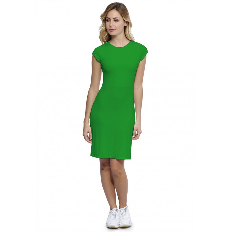 Robe ras du cou doublée devant manches courtes capes en modal KATIA17 Robe ras du cou doublée devant manches courtes capes en modal KATIA17
