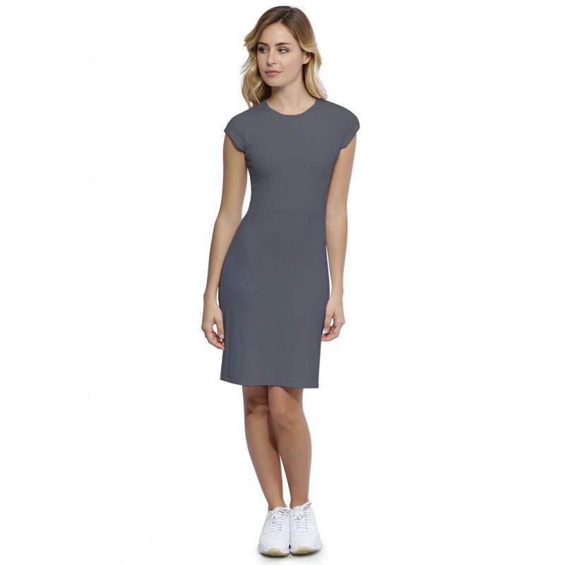 Robe ras du cou doublée devant manches courtes capes en modal KATIA17 Robe ras du cou doublée devant manches courtes capes en modal KATIA17