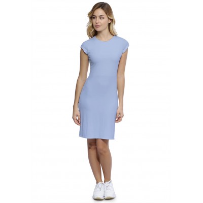 Robe ras du cou doublée devant manches courtes capes en modal KATIA17