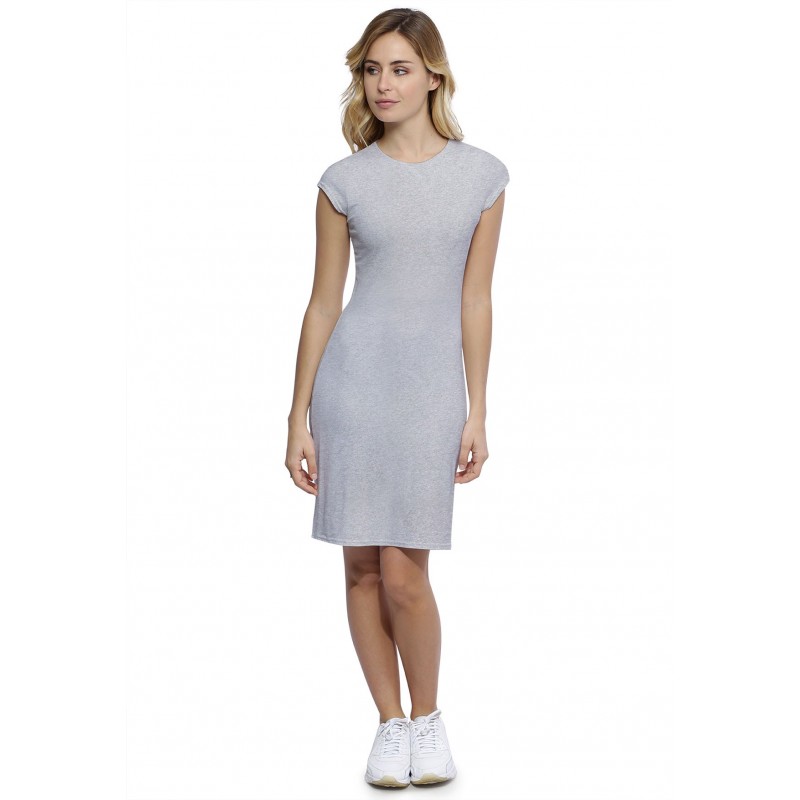 Robe ras du cou doublée devant manches courtes capes en modal KATIA17 Robe ras du cou doublée devant manches courtes capes en modal KATIA17