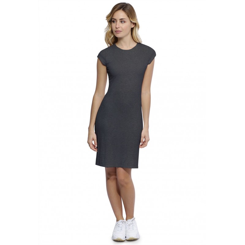 Robe ras du cou doublée devant manches courtes capes en modal KATIA17