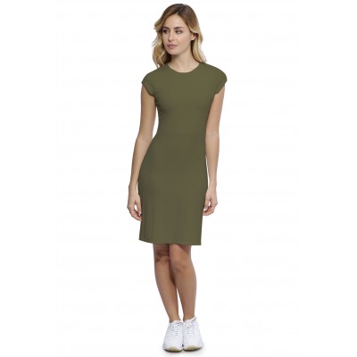 Robe ras du cou doublée devant manches courtes capes en modal KATIA17