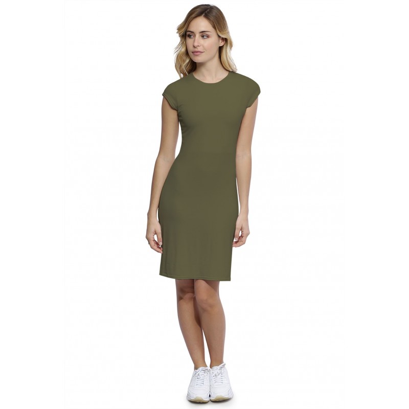 Robe ras du cou doublée devant manches courtes capes en modal KATIA17 Robe ras du cou doublée devant manches courtes capes en modal KATIA17