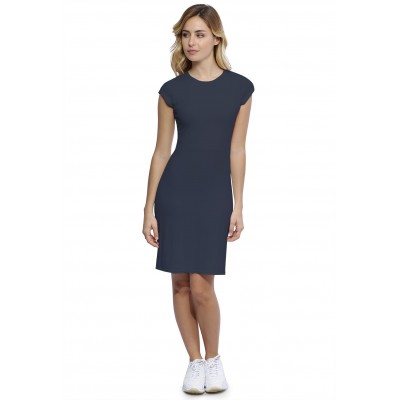 Robe ras du cou doublée devant manches courtes capes en modal KATIA17