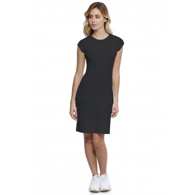 Robe ras du cou doublée devant manches courtes capes en modal KATIA17