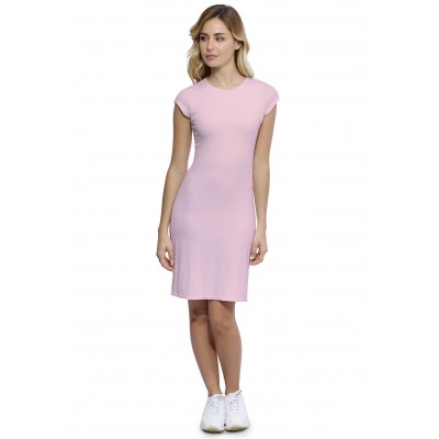 Robe ras du cou doublée devant manches courtes capes en modal KATIA17